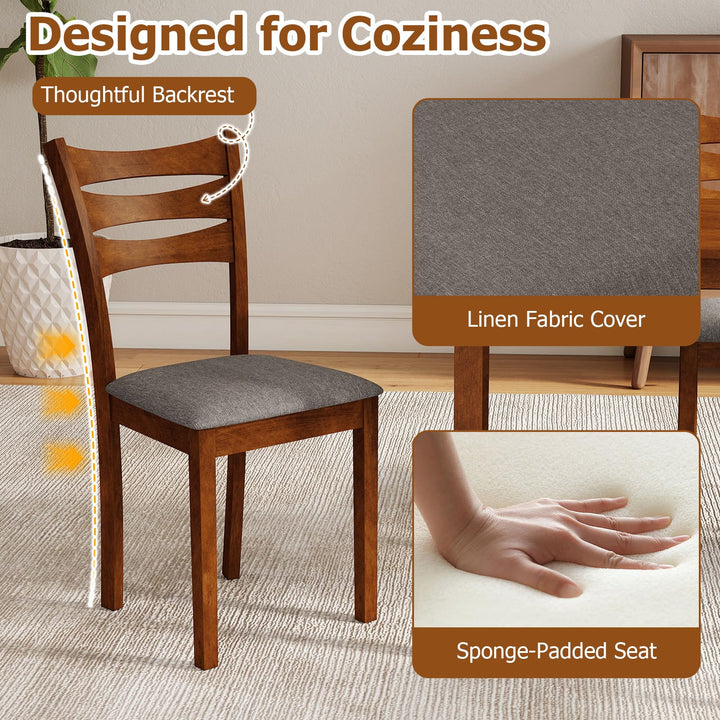Giantex Rectangular Kitchen Table Set w/ 4 Upholstered Chairs