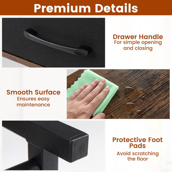 Giantex 3-Tier Industrial Shoe Storage Bench with Drawer &amp; Metal Frame