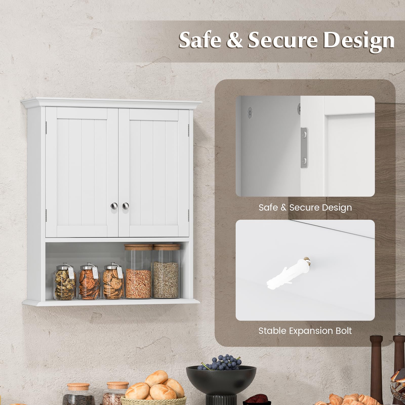 Giantex Wall Mounted Medicine Cabinets - Above Toilet Bathroom Cabinet with Adjustable Shelf