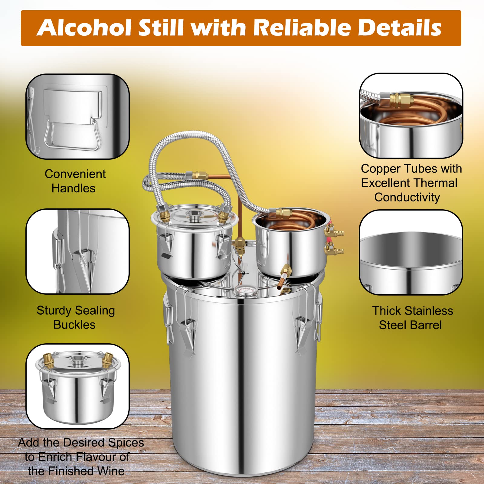 10 Gal Alcohol Still - Giantex