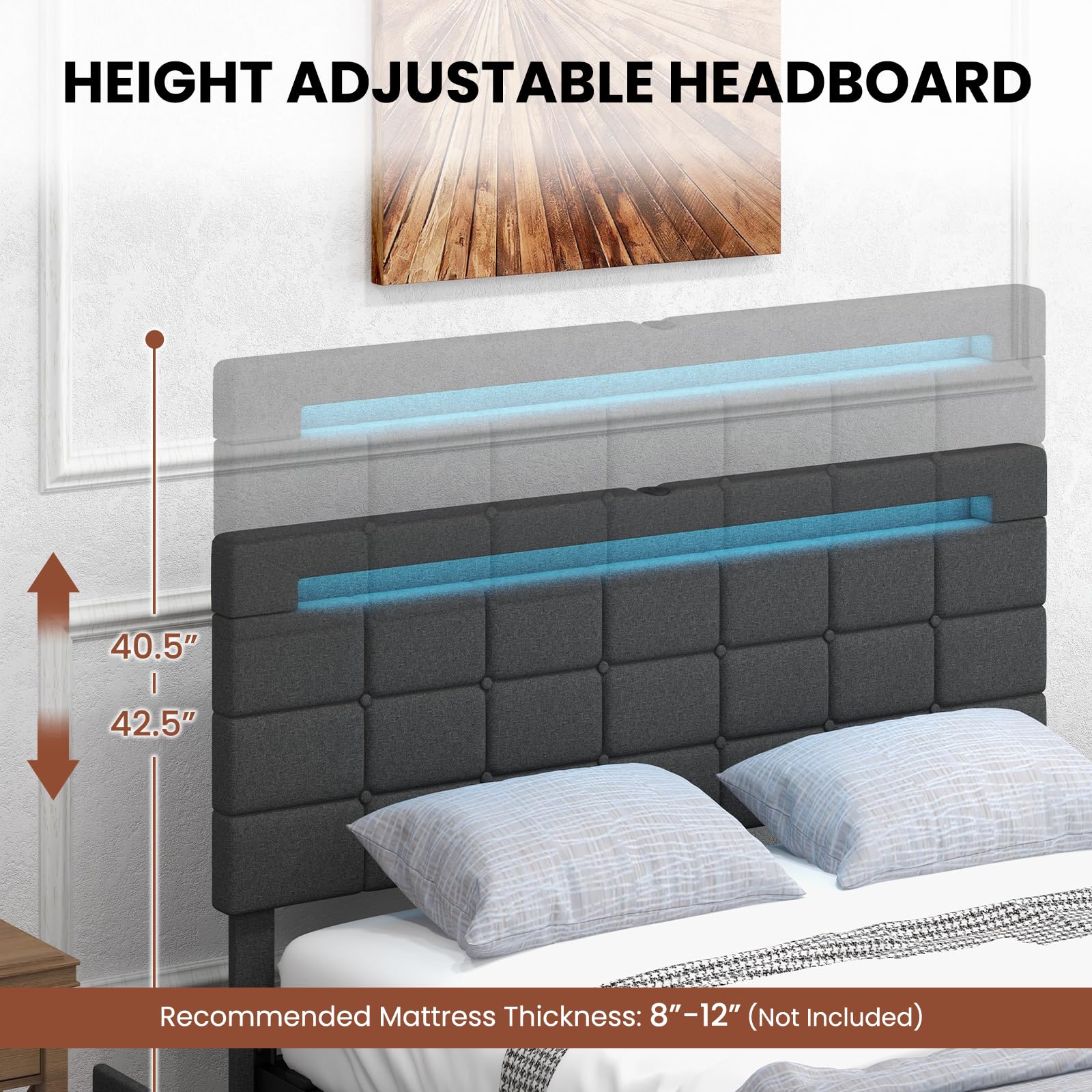 Giantex Bed Frame with LED Lights and 4 Drawers