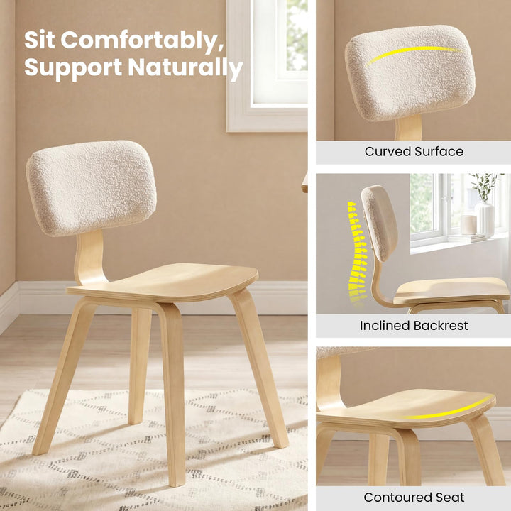 Giantex Dining Chairs Set of 4/2 Teddy Velvet Padded Backrest &amp; Ergonomic Seat