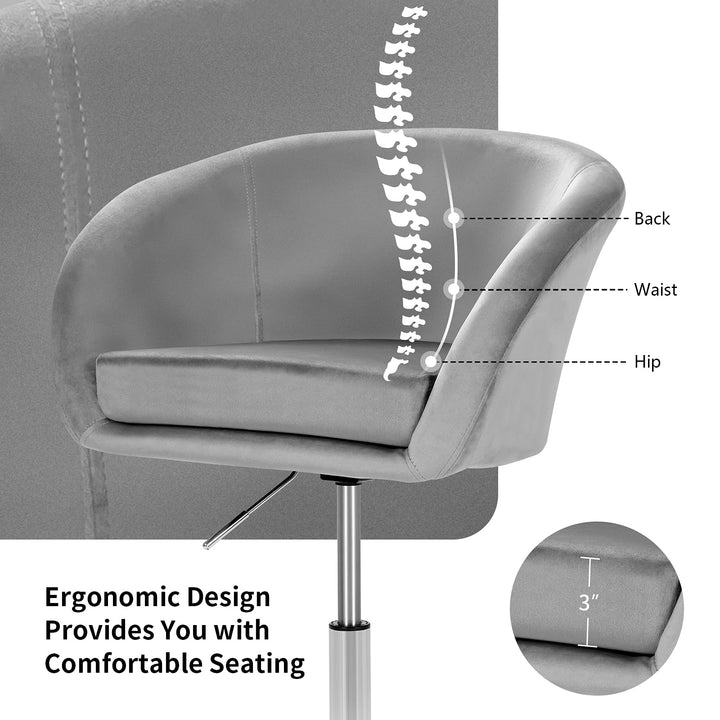 Height Adjustable Modern Velvet Makeup Chair with Chrome Frame