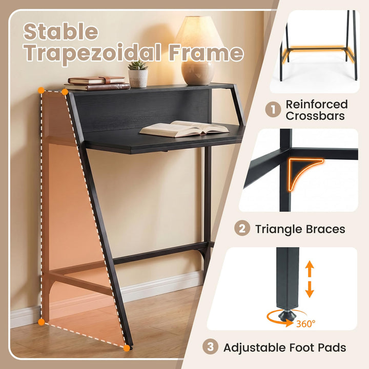 Giantex 31.5" Small Computer Desk with Raised Storage Shelf &amp; Heavy-Duty Metal Frame