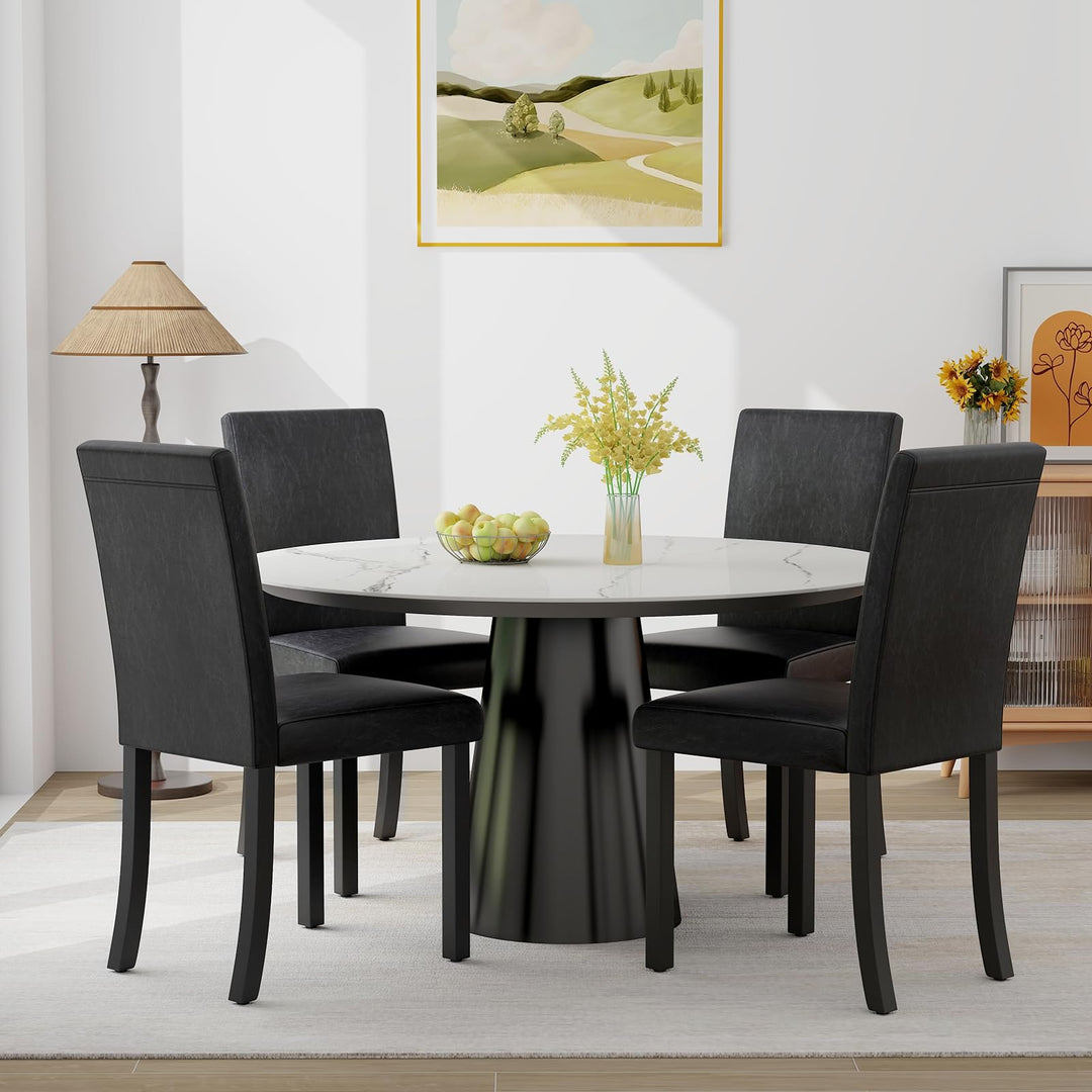 Giantex Dining Chairs Set of 4, Upholstered Kitchen Dinette Chairs w/Wood Frame