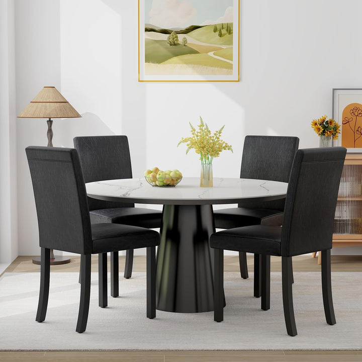 Giantex Dining Chairs Set of 4, Upholstered Kitchen Dinette Chairs w/Wood Frame