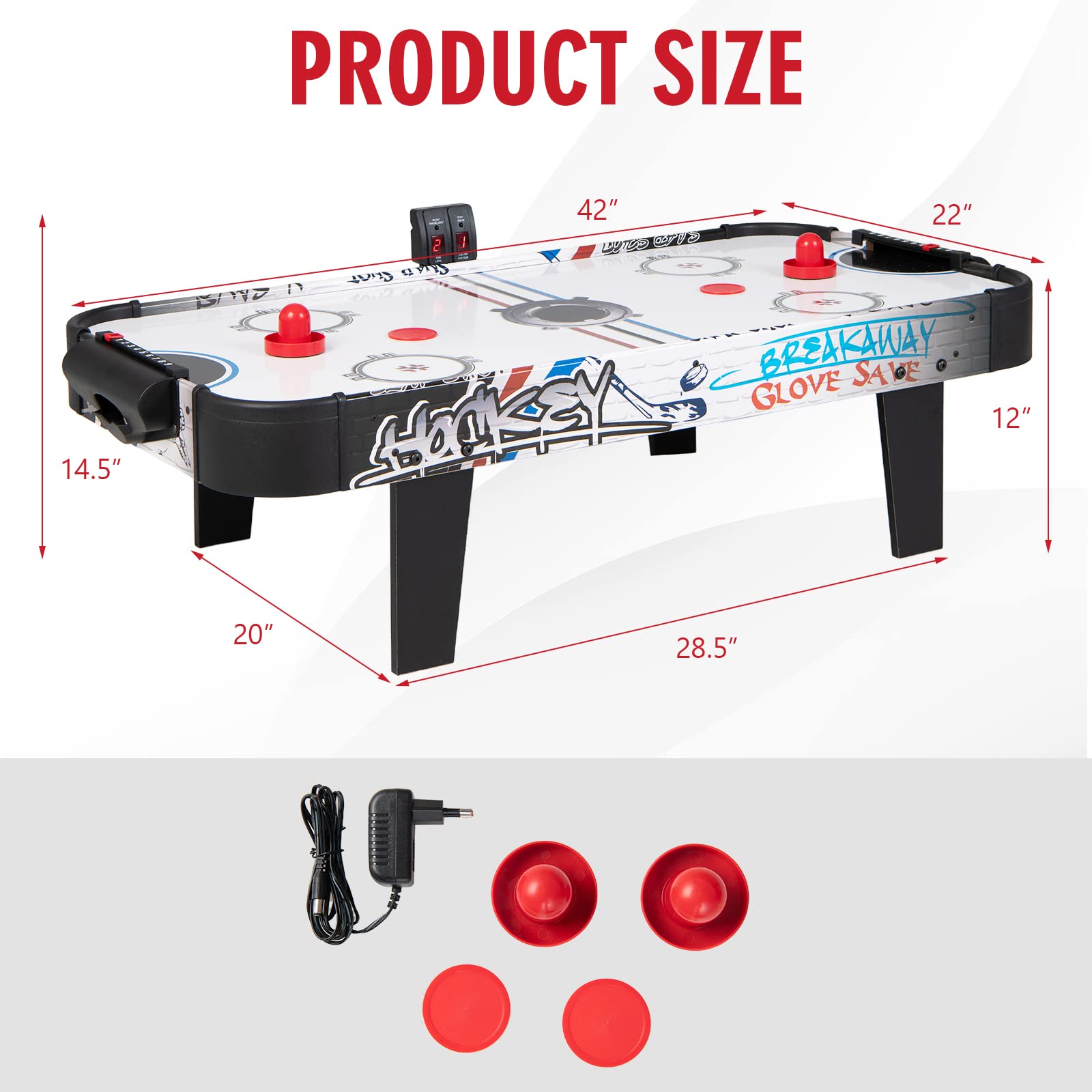 Giantex 42" Air Hockey Table, with 2 Pucks, 2 Pushers, LED Electronic Scoring