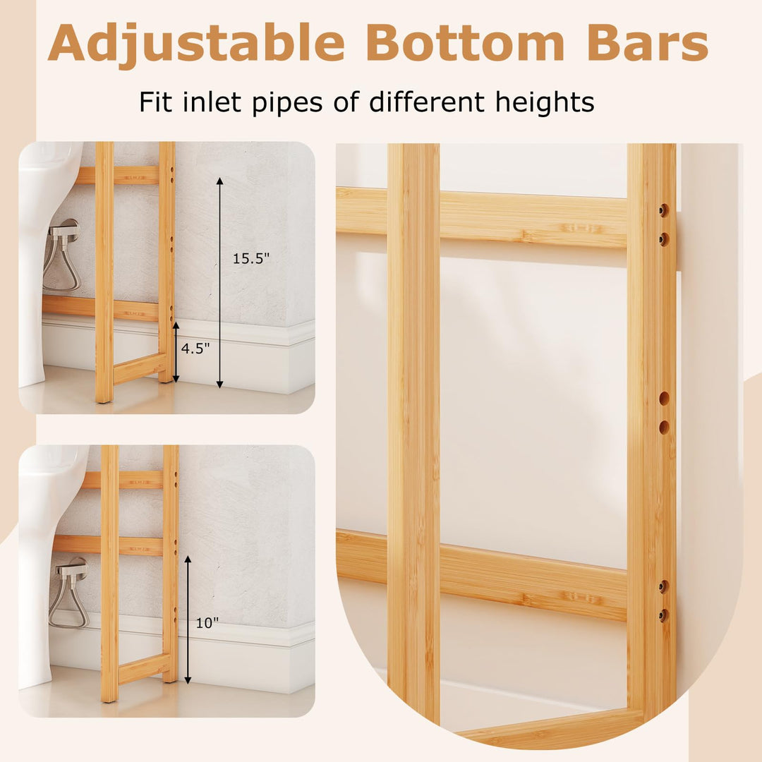 Giantex Bamboo Over The Toilet Storage, 3-Tier Bathroom Toilet Shelf Rack