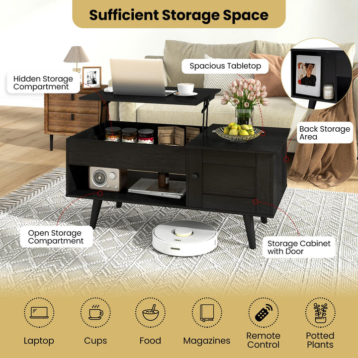 GIANTEX Lift Top Coffee Table with Hidden Compartment
