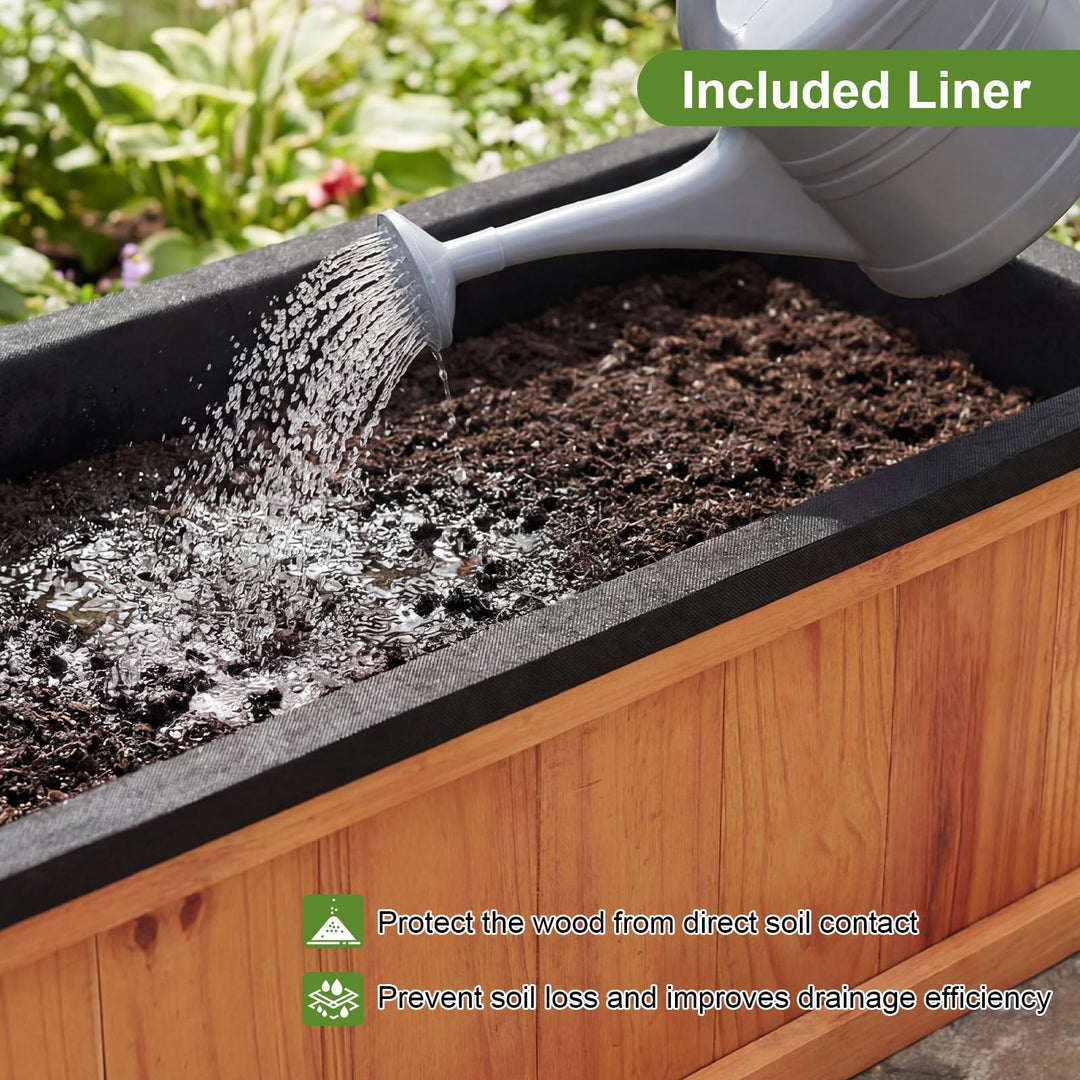 Giantex Outdoor Raised Garden Bed 28” x 10” x 10” Pine Wood Planter Box