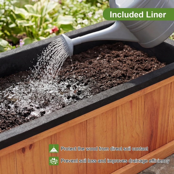 Giantex Outdoor Raised Garden Bed 28” x 10” x 10” Pine Wood Planter Box