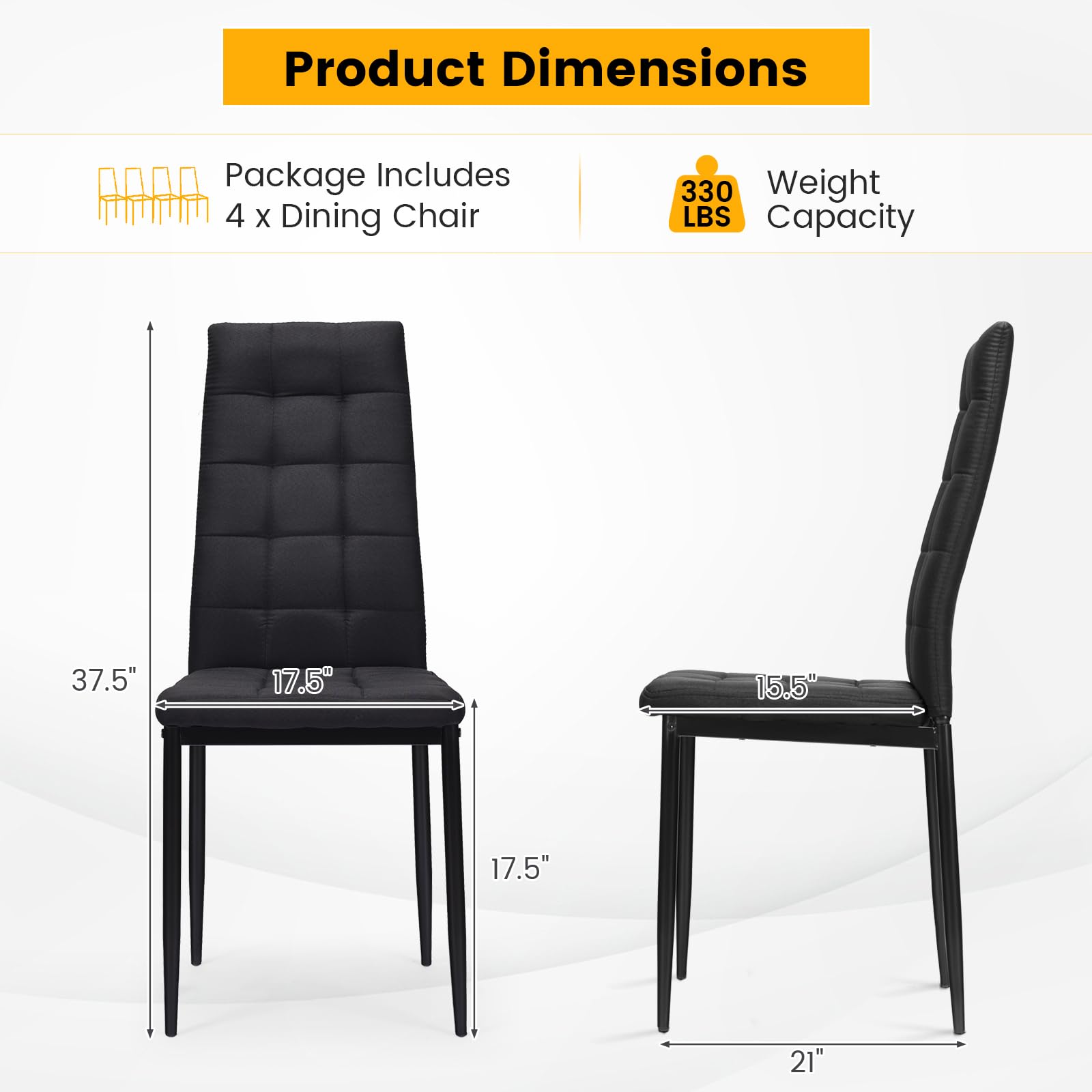 Giantex Dining Chairs Set of 4 Black