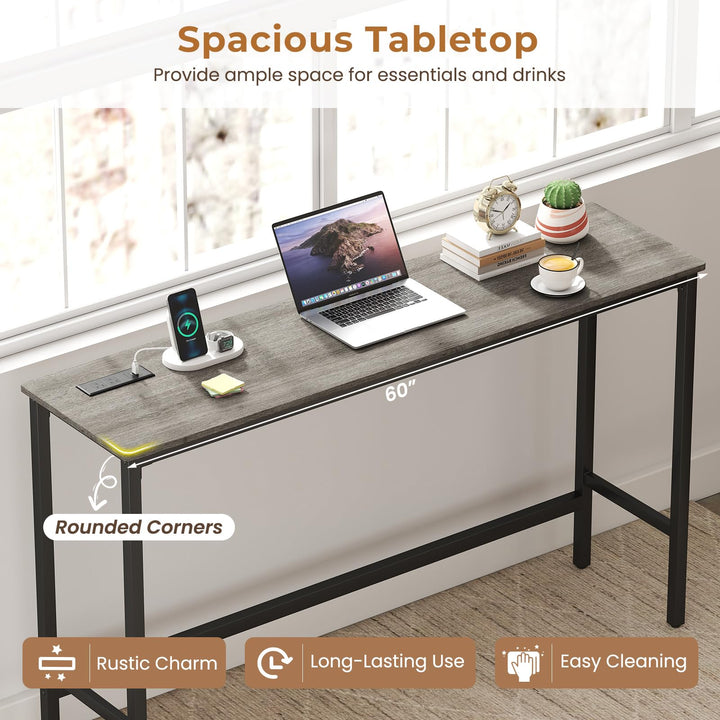 Giantex 4 Piece Bar Table and Chairs Set with Power Outlet
