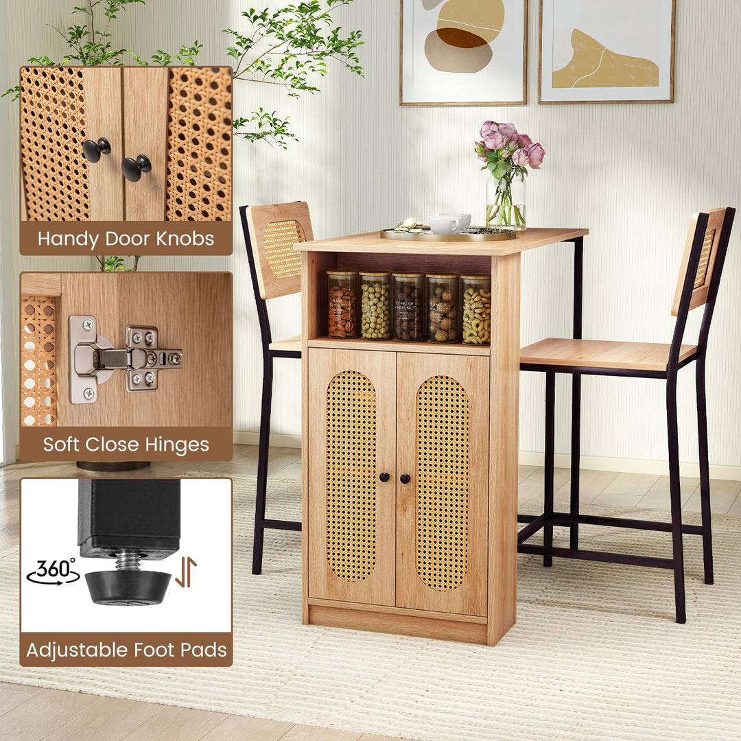 Giantex 3-Pcs Boho Rattan Dining Table Set for 2