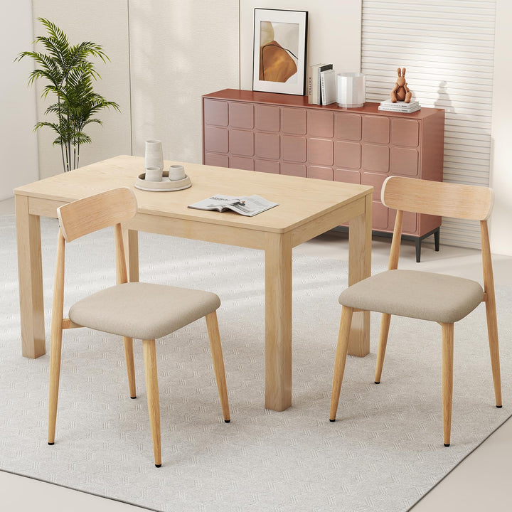 Giantex Linen Fabric Upholstered Modern Dining Chair Set of 2/4 with Padded Seat and Curved Back