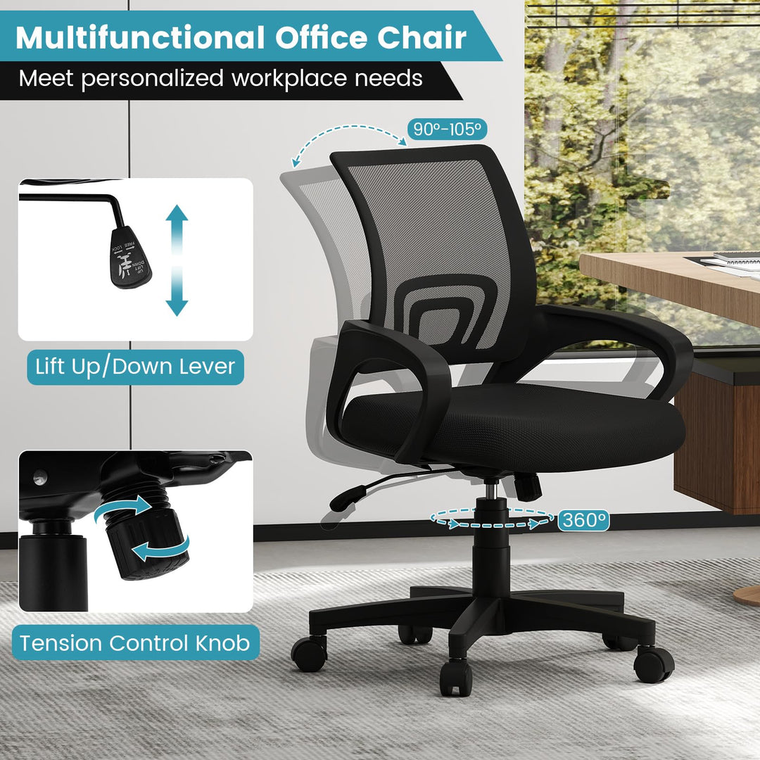 Giantex Ergonomic Mesh Office Chair | Mid-Back Computer Chair with Breathable Backrest