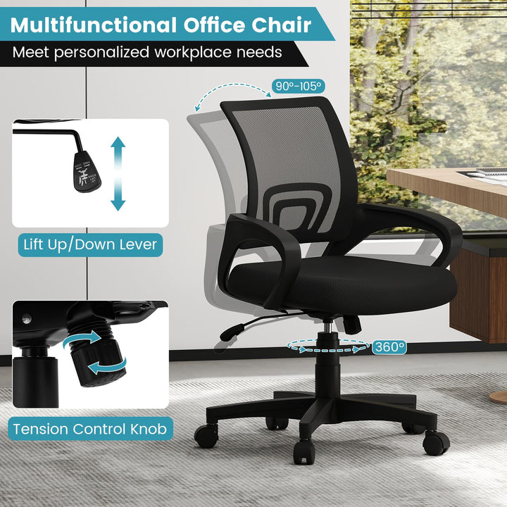 Giantex Ergonomic Mesh Office Chair | Mid-Back Computer Chair with Breathable Backrest