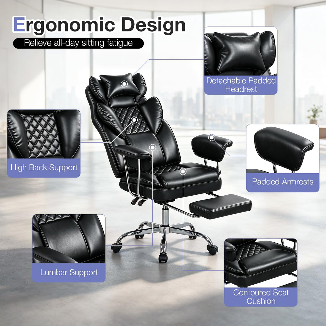 GIANTEX Big and Tall Ergonomic Office Chair with Footrest &amp; High Back