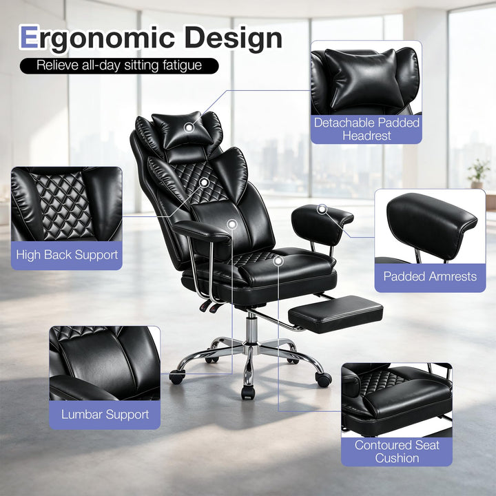 GIANTEX Big and Tall Ergonomic Office Chair with Footrest &amp; High Back
