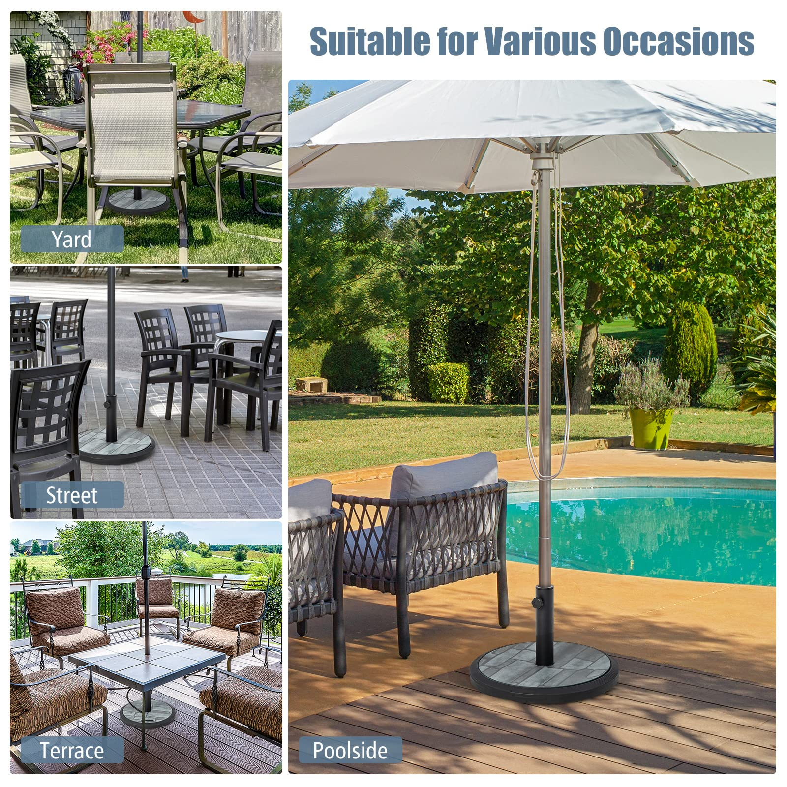 Giantex 35lbs Umbrella Base, Heavy Duty Patio Umbrella Stand with Built-in Cement, Special Stone Pattern