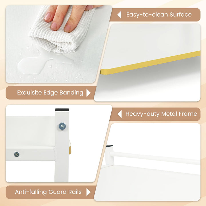 Giantex Mobile C-Shaped End Table - 2-Tier Sofa Couch Bed Side Table w/Open Storage Shelves & Golden Edge Banding