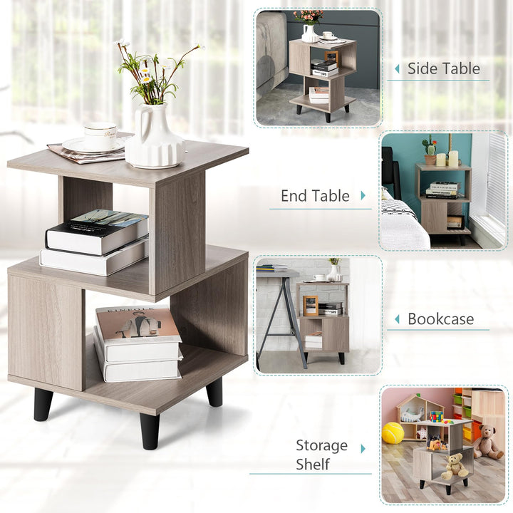 Giantex 3-Tier Geometric Bookshelf Set of 2 with Open Storage Shelves