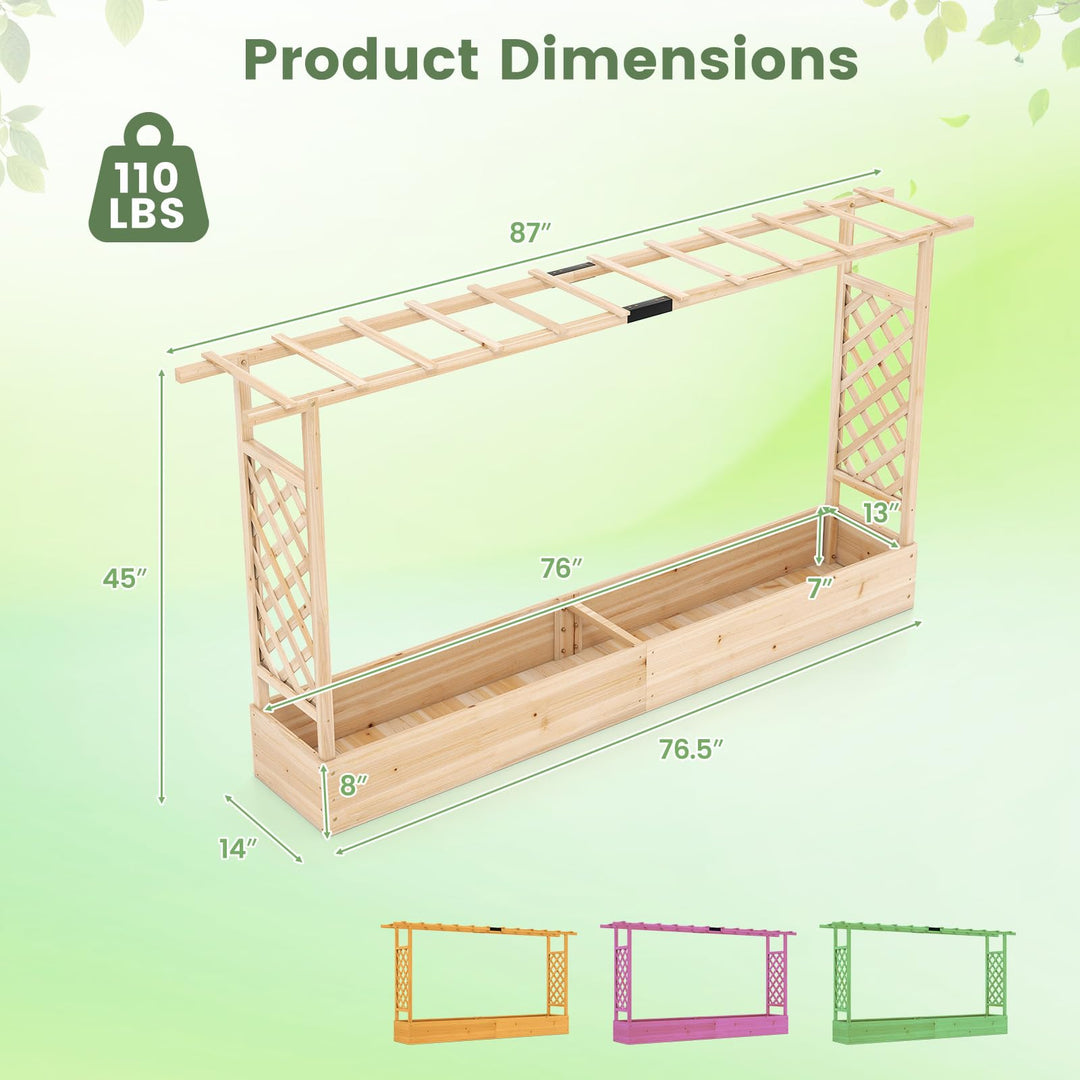 Giantex Wooden Raised Garden Bed with Trellis & Hanging Roof