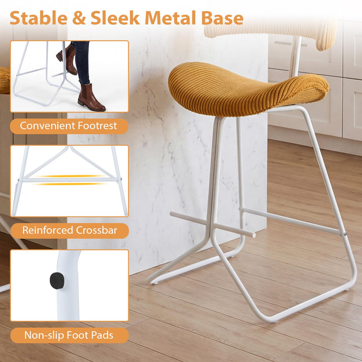 Giantex 25" Fabric Upholstered Armless Counter Height Chairs with Metal Legs &amp; Footrest