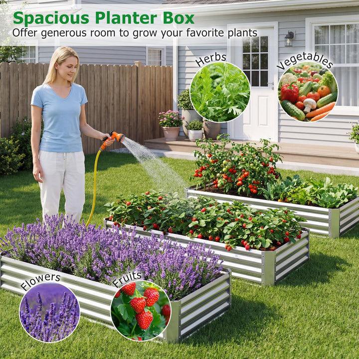 Giantex 6 x 3 x 1 FT Galvanized Rectangular Metal Raised Garden Bed (1/2)