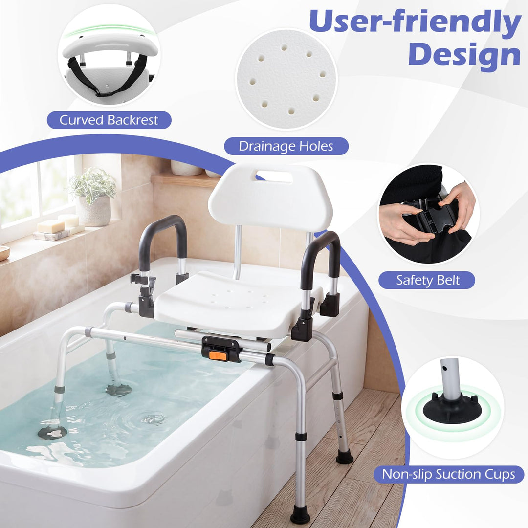 Giantex Sliding Shower Chair with Swivel Seat