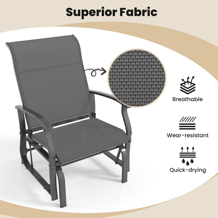 Giantex 2-Pack Outdoor Glider Rocking Chairs with Ergonomic Backrest & Seat