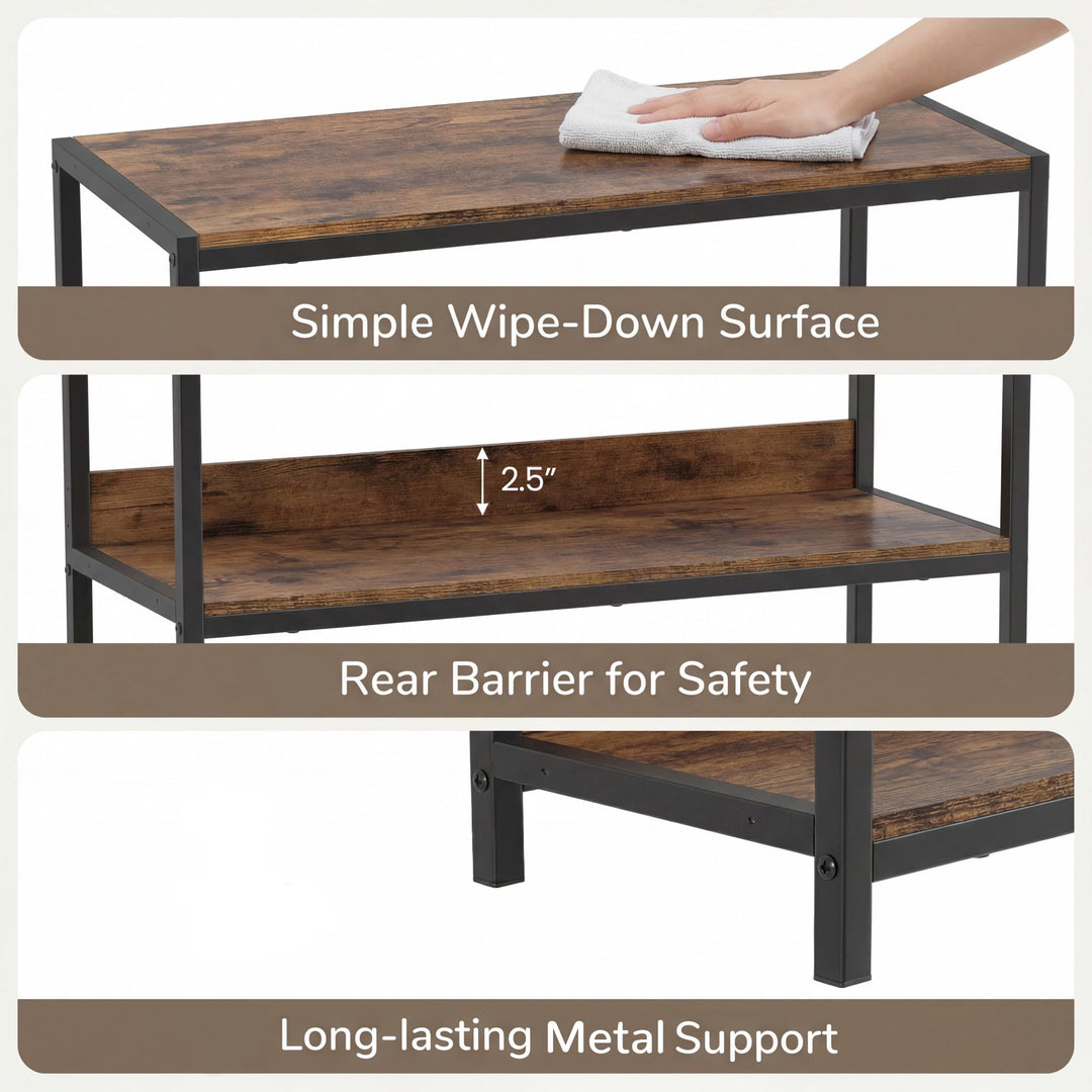 Giantex Industrial 3-Tier Small Bookshelf with Wooden Shelves and Metal Frame