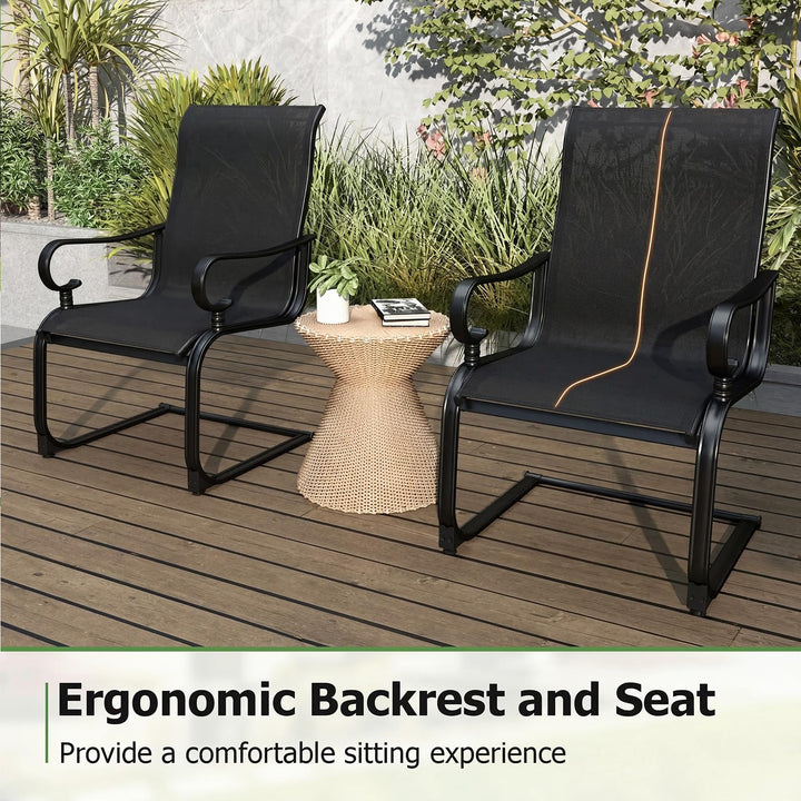 Giantex Patio Dining Chairs Set of 2/4 | High Back Outdoor Patio Chairs with Metal C Spring Frame