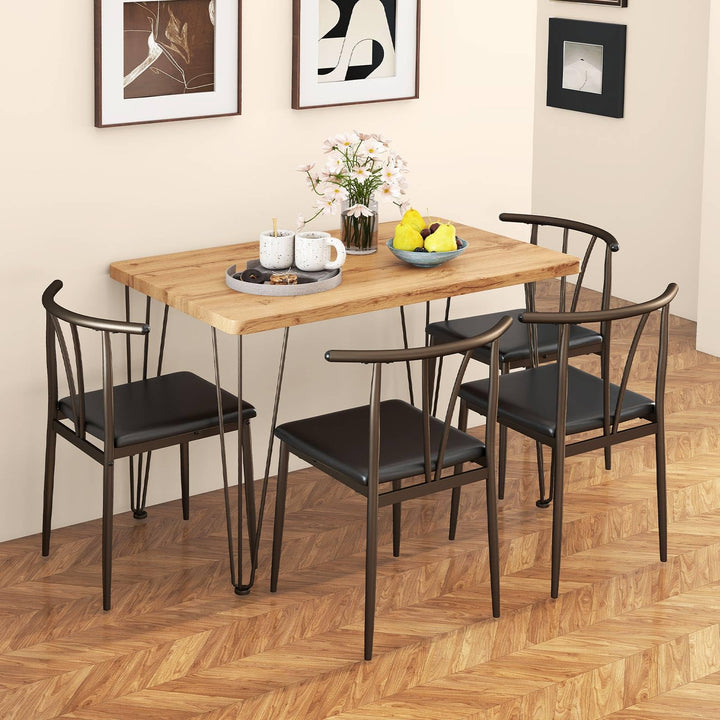 Giantex 5-Piece Dining Table Set | 43-Inches Rectangular Kitchen Table & 4 Armless Chairs with Upholstered Seat