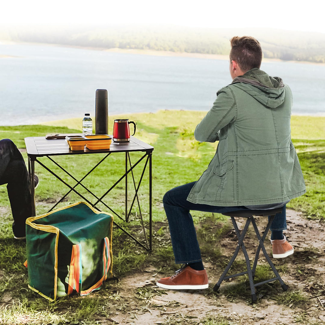 Giantex Folding Stool, 18” Height Foldable Bar Stools, Portable Folding Chairs with Built-in Carry Handle