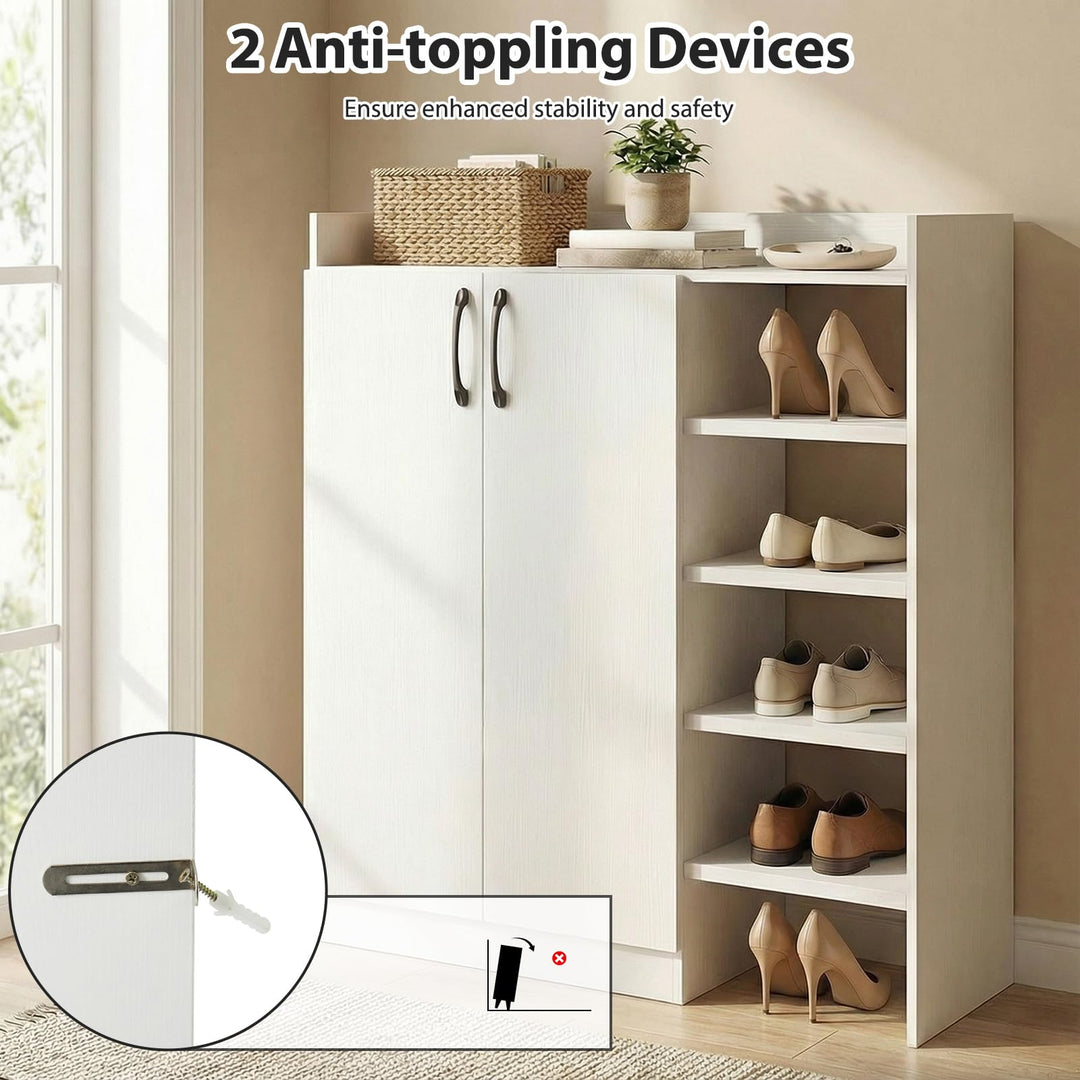 Giantex Wooden Shoe Storage Organizer w/2 Doors for Entryway