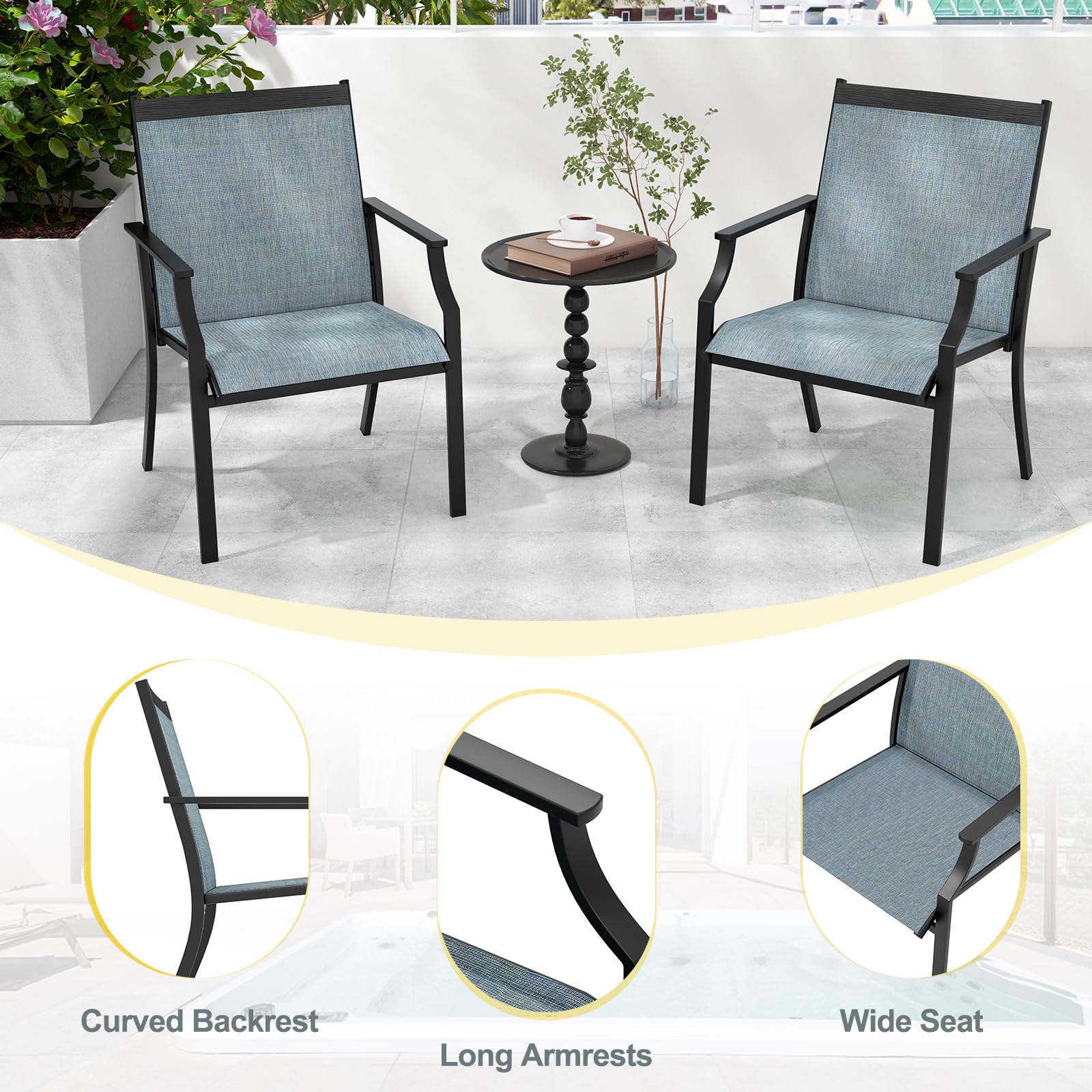 Giantex Patio Chairs Set of 2, All Weather Resistant Outdoor Chairs for Front Porch Lawn Garden Yard