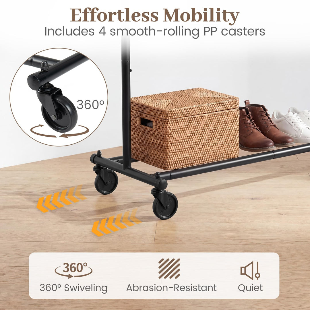 Giantex Extendable Heavy-Duty Rolling Clothing Rack with Wheels