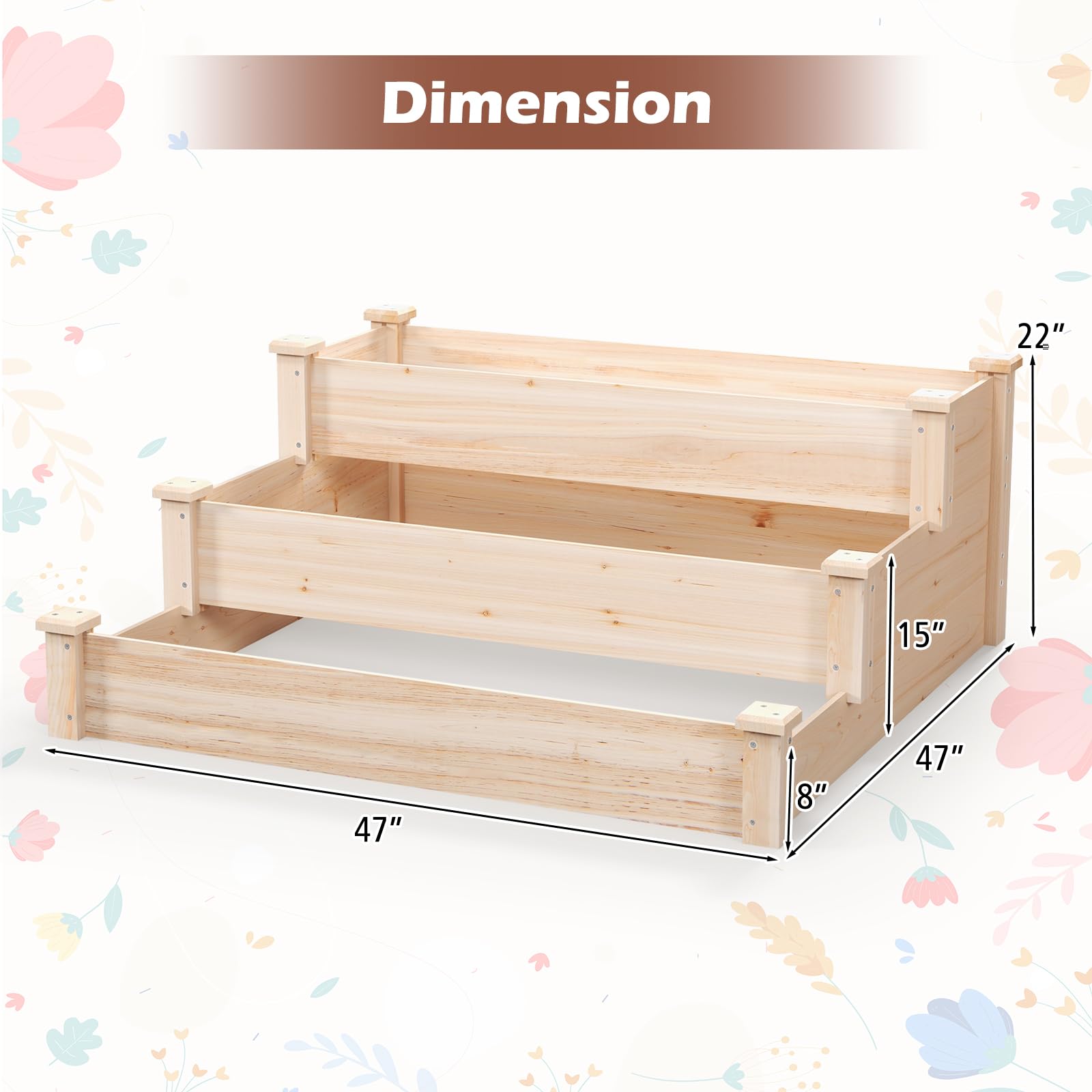 Giantex 3-Tier Raised Garden Bed, Tiered Planter Box