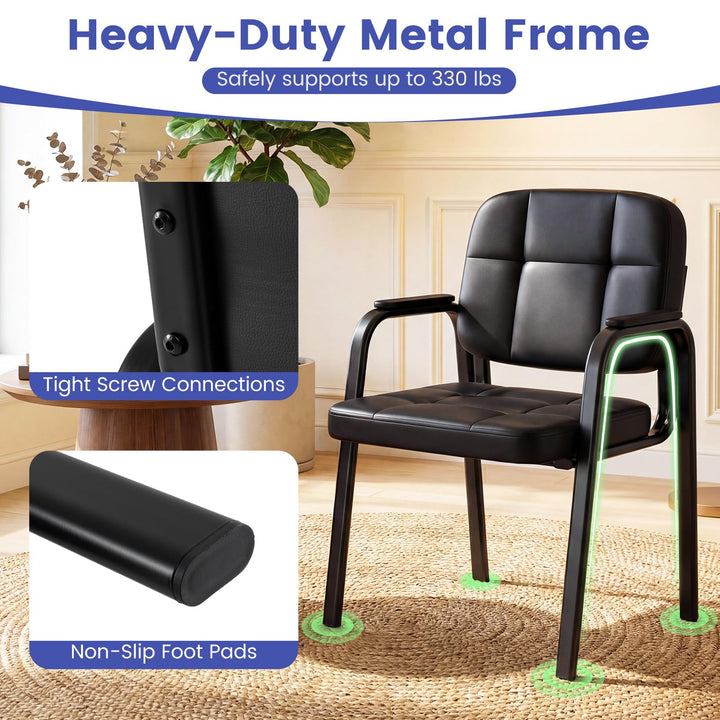 Giantex Leather Office Reception Chairs with Padded Armrests