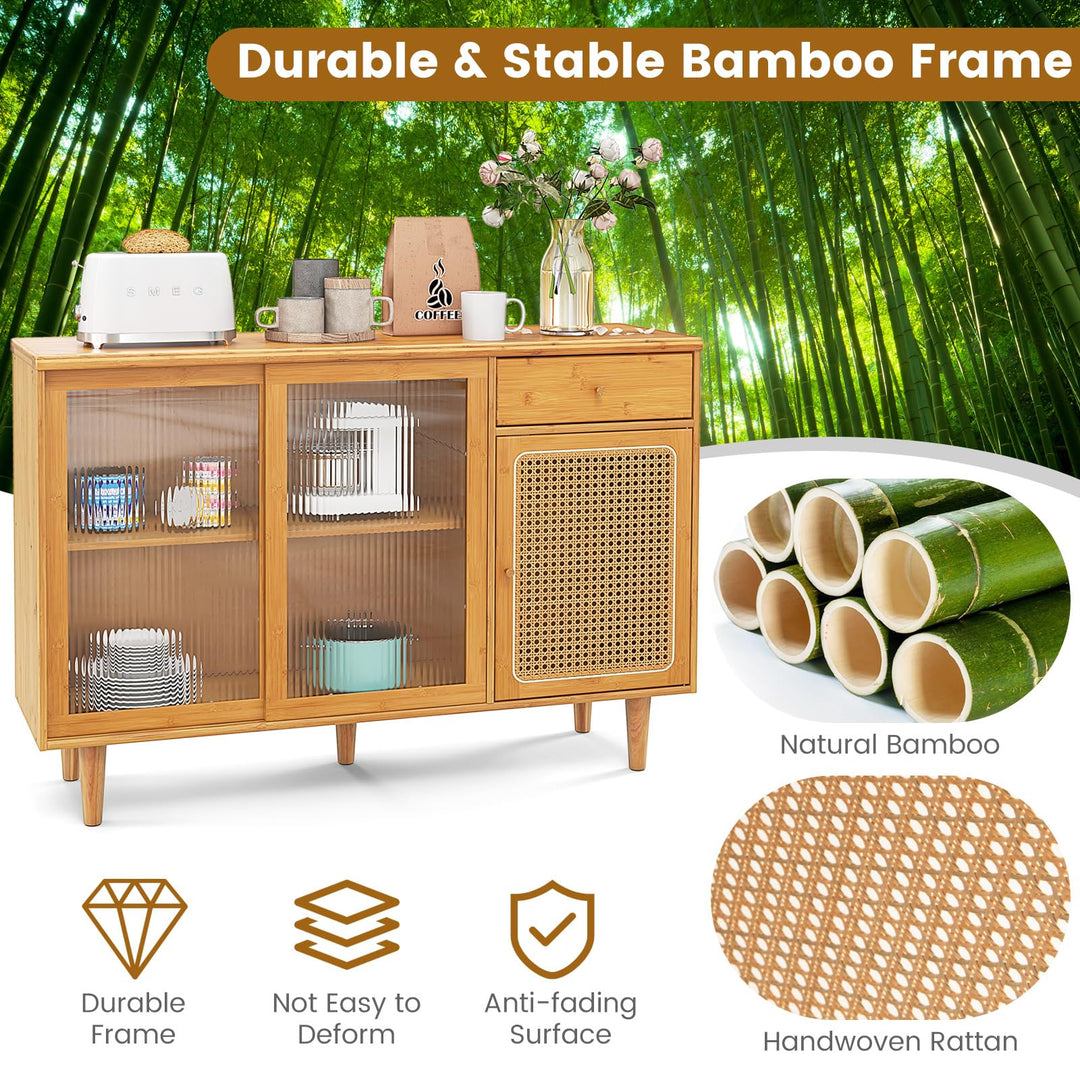 Giantex Sideboard, Bamboo Buffet Cabinet with Storage
