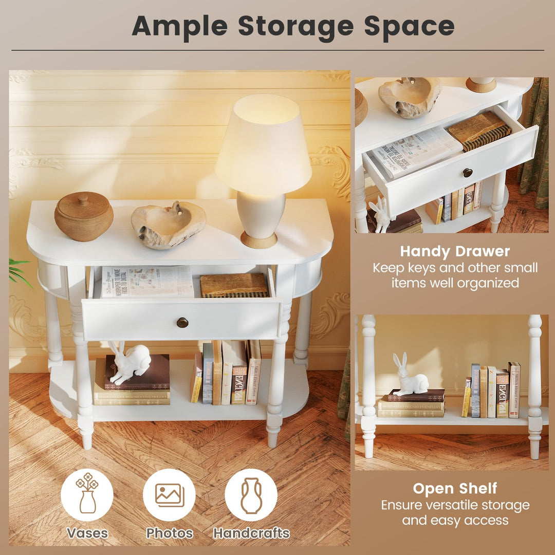 Giantex 36" Wooden Entryway Table with Storage Drawer & Open Shelf