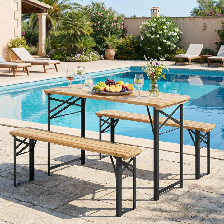 Giantex 3-Piece Folding Picnic Table with Benches Set (47&