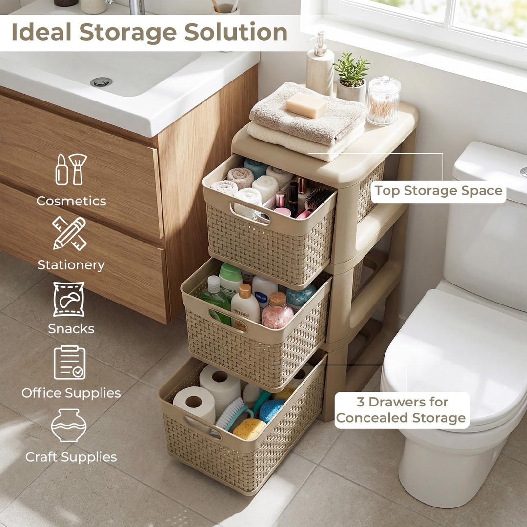 Giantex 3-Drawer Counterop &amp; Under-desk Compact Container Boxes for Office