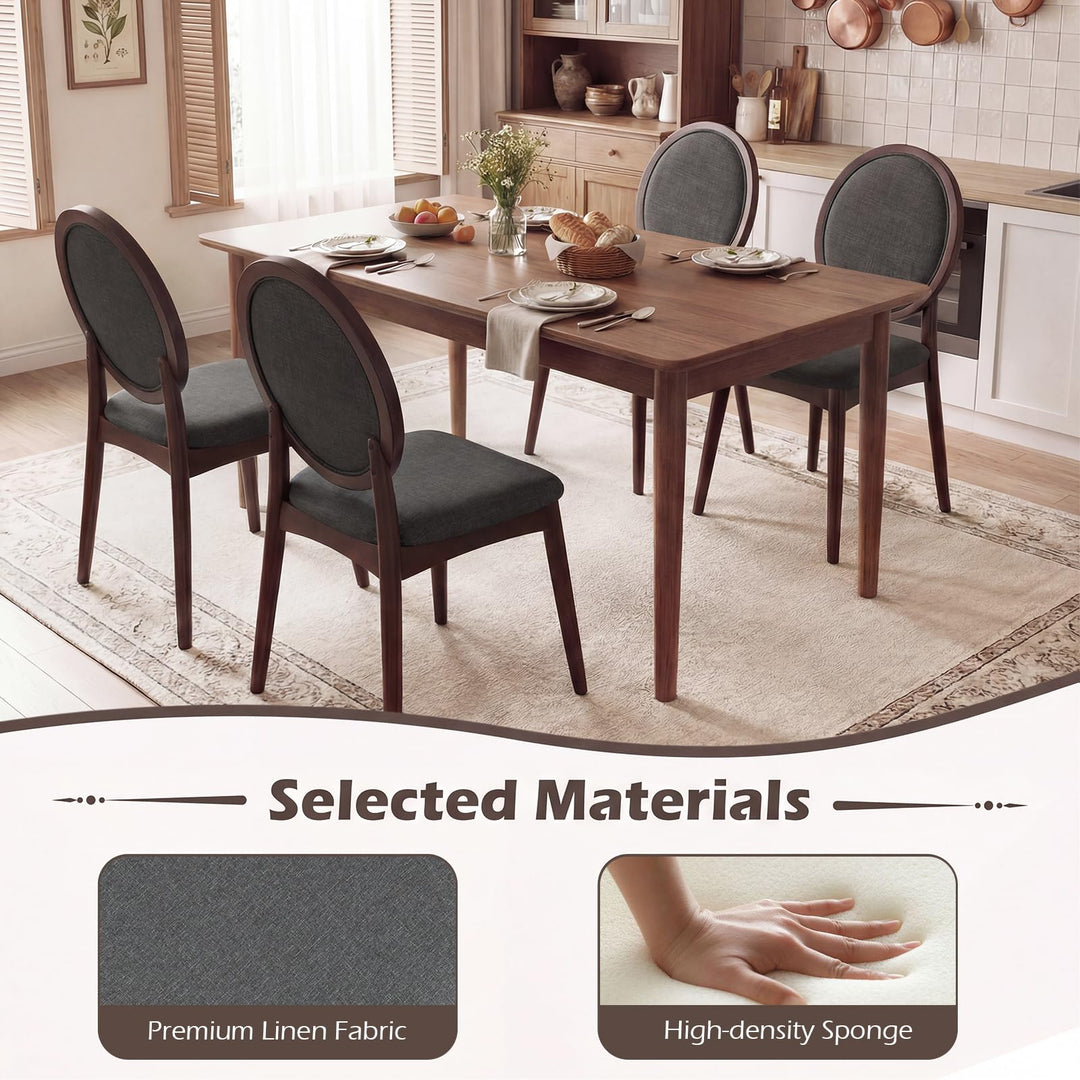 Giantex Set of 2/4 Upholstered Linen Fabric Kitchen Side Chairs with Padded Seat