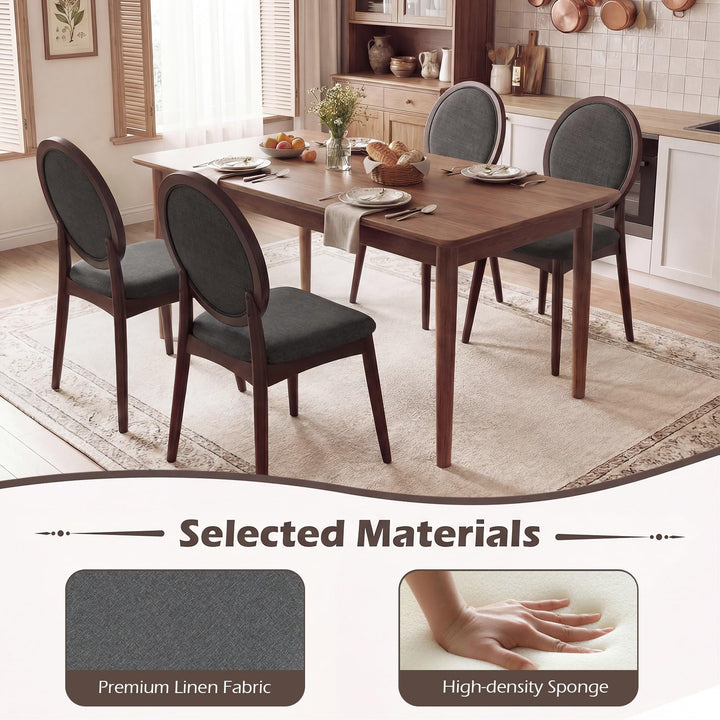 Giantex Set of 2/4 Upholstered Linen Fabric Kitchen Side Chairs with Padded Seat