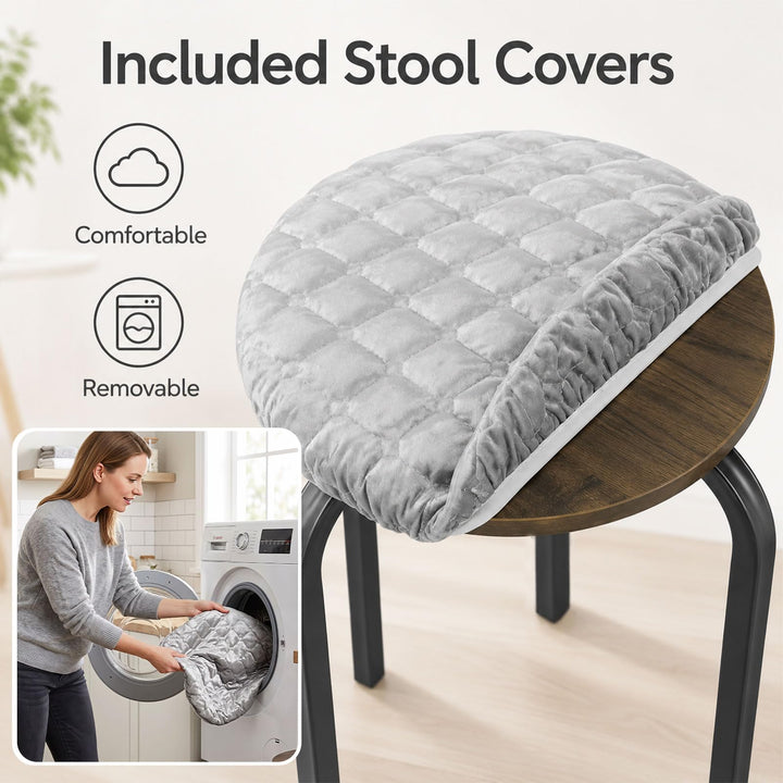 Giantex 18" Stackable Stools Set of 6 | Round Nesting Stools with Removable Washable Covers