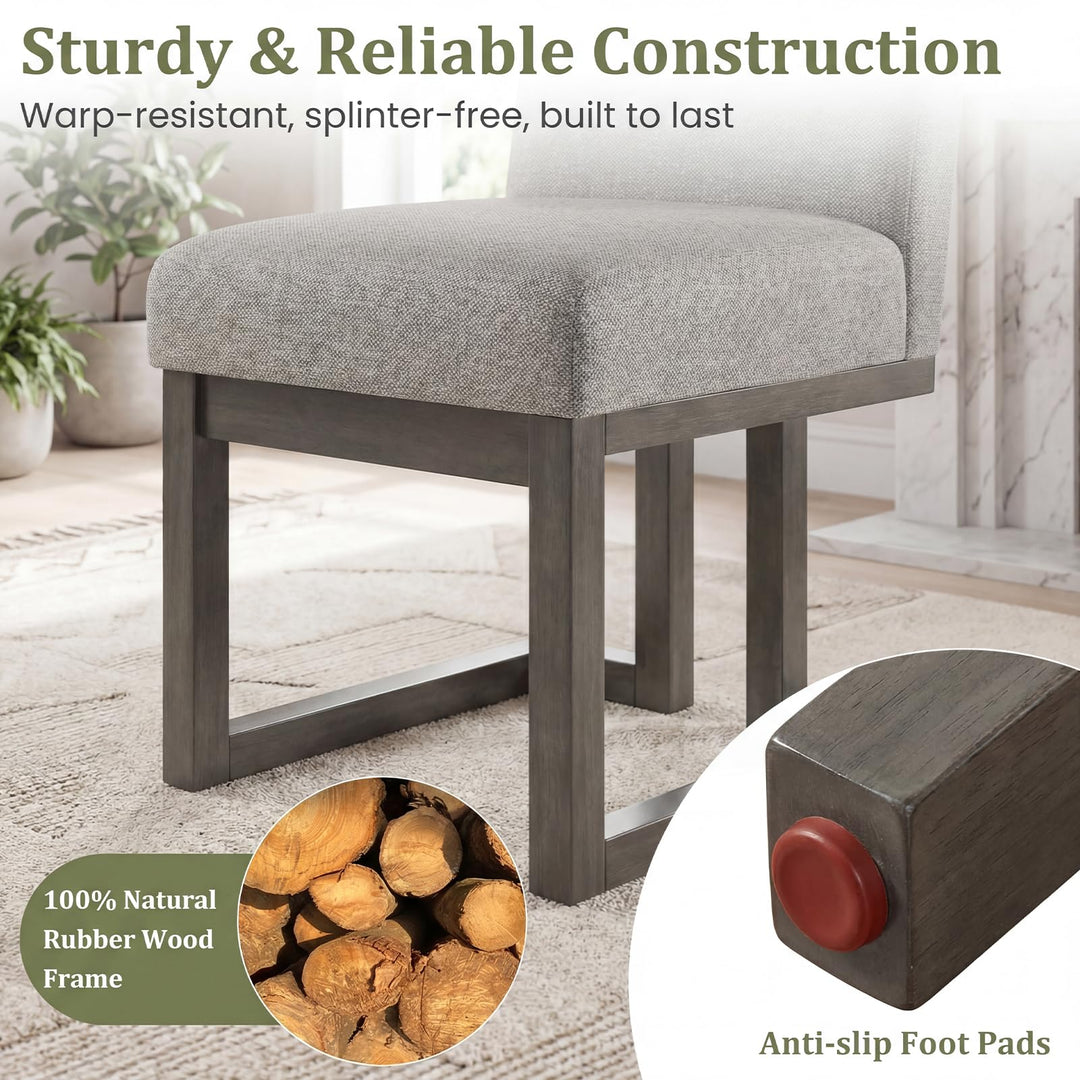 Giantex Farmhouse Fabric Upholstered Kitchen Chairs with 5.5" Thickened Padded Seat