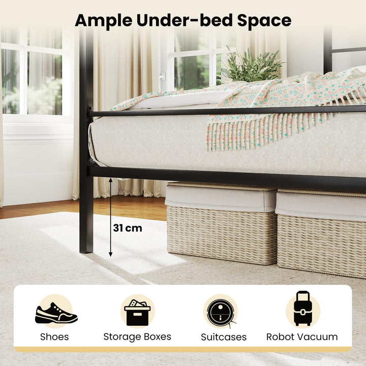 Giantex King Size Metal Canopy Bed Frame with 4 Poster &amp; Headboard