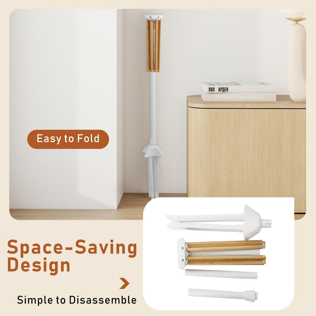 Giantex 4 Legs Foldable Clothes Drying Rack with 8 Bamboo Hanging Rods and 40 Hanger Slots